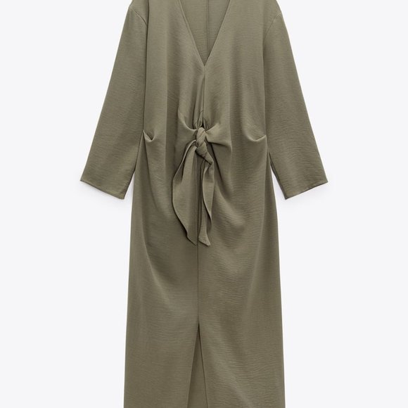 NWT Zara khaki front nkot midi casual dress/Zara loose fitted dress - Picture 6 of 8